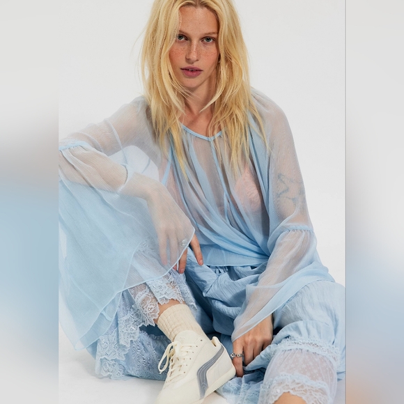 Free People Magaret Chiffon Blouse - Picture 3 of 4